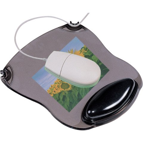 Tappetino per mouse Q-Connect con poggiapolsi in gel 22x26x2,8 cm grigio trasparente – KF20084