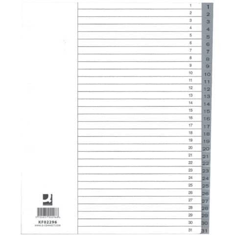 Divisore numerico Q-Connect grigio XL 24,5×29,7 cm ppl 1-31 KF02296