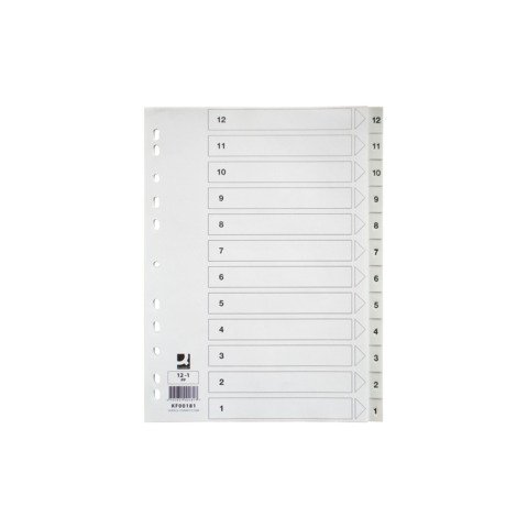 Divisore numerico Q-Connect bianco 22,5×29,7 cm ppl 1-12 KF00181