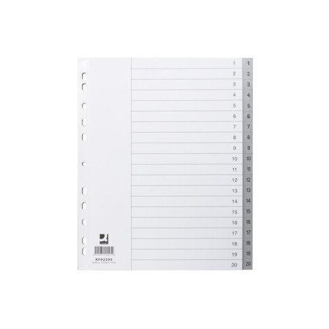 Divisore numerico Q-Connect grigio XL 24,5×29,7 cm ppl 1-20 KF02295