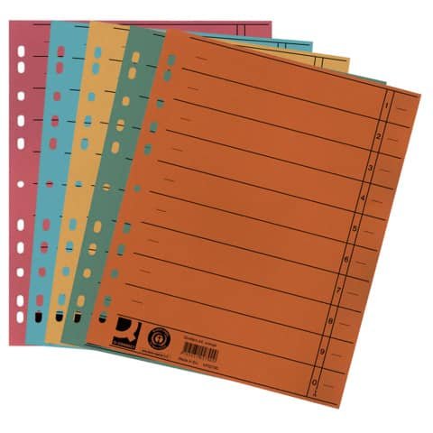 Separatore per archivio con perforazione universale Q-Connect 24×30 cm 230 g/m² assortiti conf. da 100 – KF00642