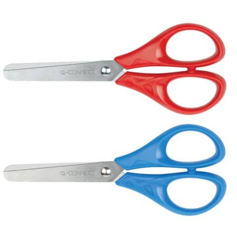 Forbici per découpage Q-Connect acciaio punta rotonda colori assortiti rosso e blu 13 cm – KF15295