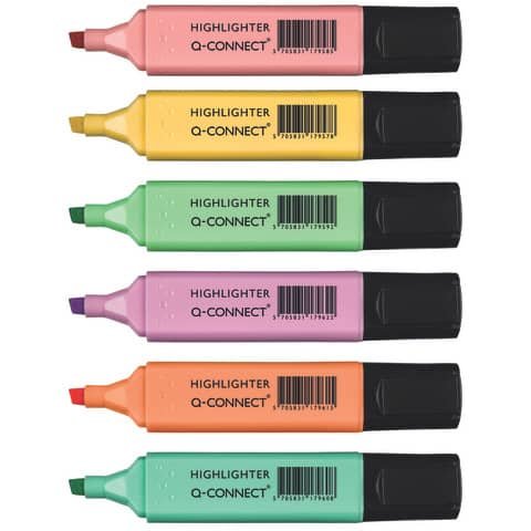 Evidenziatori Pastel Q-Connect 1,5-5 mm assortiti conf. 6 pezzi – KF17963