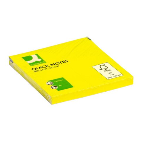 Foglietti riposizionabili Q-Connect 70 g/m² – giallo neon – 76×76 mm – 6 blocchetti da 80 ff – KF10514