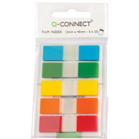 Segnapagina Q-Connect neon 12×45 mm 5 colori trasparenti blister 5 blocchetti da 20 – KF14966