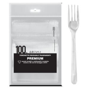 Forchette in PP Premium Trasparenti cf 100 Pz