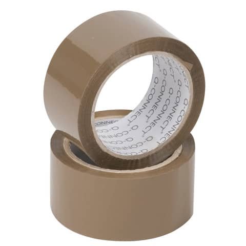 Nastro adesivo da imballo Q-Connect 50 mm x 100 m Avana – svolgimento silenzioso – conf. 6 pezzi – KF15161
