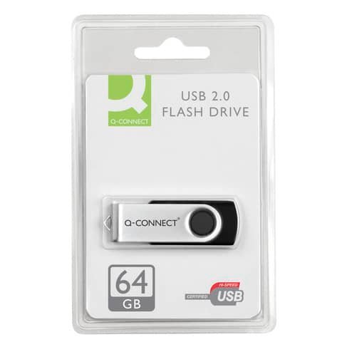 Chiavetta USB 2.0 in blister Q-Connect Flash drive argento/nero – 64 GB – KF41514