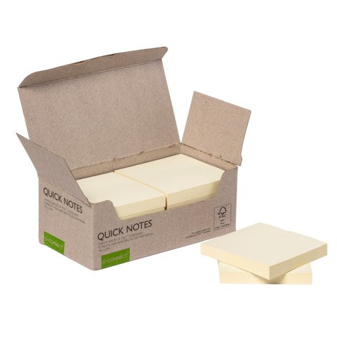 Foglietti riposizionabili riciclati Q-Connect gialli conf. 12 blocchetti da 100 fogli 76×76 mm – giallo – KF17321