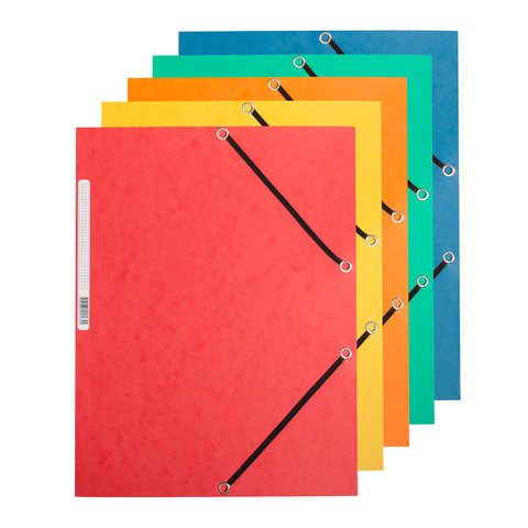 Cartellina a 3 lembi con elastico Q-Connect 24,3×32 cm cartoncino manilla 375 g/m² assortiti cf. 10 – KF02174