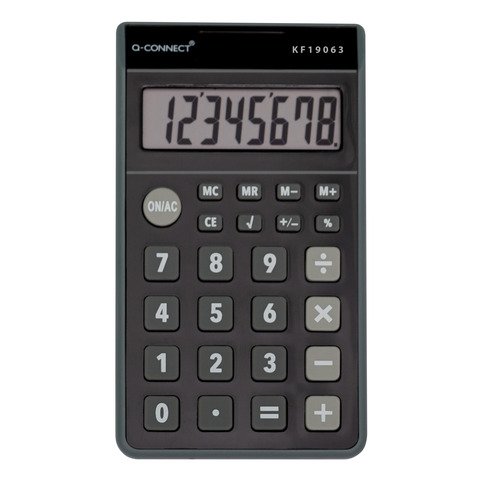Calcolatrice tascabile Q-Connect a doppia alimentazione in ABS 8 cifre – KF19063