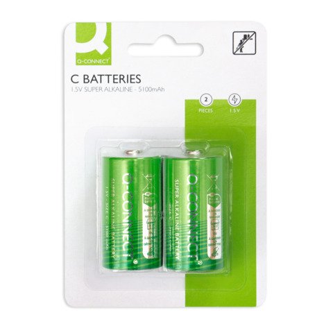 Batteria alcalina Q-Connect mezza torcia C/LR14 1.5 V – conf. 2 pz in blister – KF00490