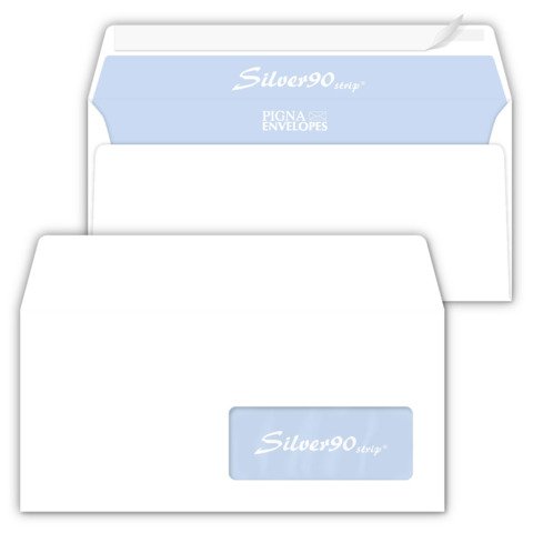 Buste con finestra Pigna Envelopes Silver90 Strip 90 g/m² 110×230 mm bianco Conf. 50 buste – 0062711