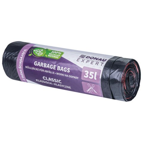 Sacchi immondizia per rifiuti inorganici Donau Expert 35 L 60×50 cm – 20 µm nero – rotolo 15 pz – 22383318-05