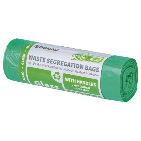 Sacchi immondizia per raccolta differenziata vetro Donau Home 60 L 80×59 cm – 17 µm verde – rotolo 16 pz