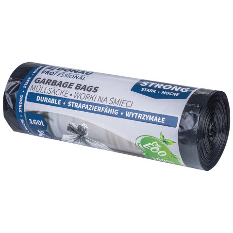 Sacchi immondizia per rifiuti inorganici Donau Professional 160 L 110×90 cm – 35 µm nero – rotolo 10 pz – 22227742-05