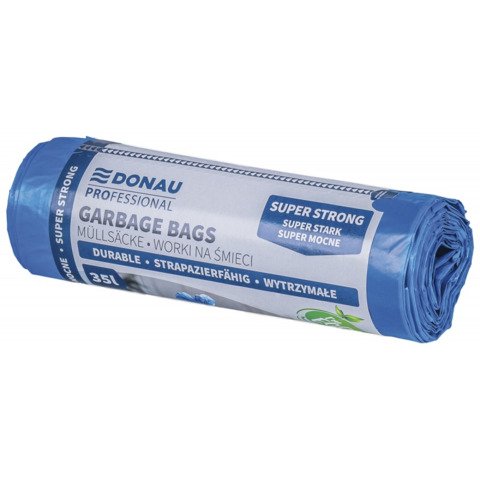 Sacchi immondizia per rifiuti inorganici Donau Professional 35 L 57×49 cm – 27 µm blu – rotolo 15 pz – 22213318-01