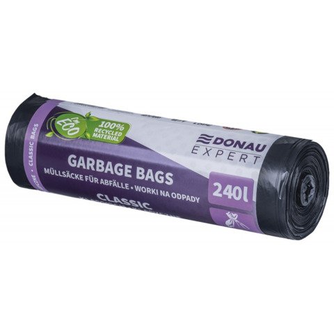 Sacchi immondizia per rifiuti inorganici Donau Expert 240 L 140×90 cm – 30 µm nero – rotolo 10 pz – 22387752-05