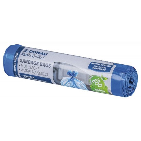 Sacchi immondizia per rifiuti inorganici Donau Professional 60 L 68×58 cm – 27 µm blu – rotolo 10 pz – 22213322-01