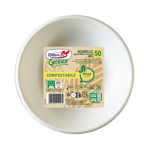 Scodella in polpa di cellulosa Dopla Green PFAS Free 680 ml – bianco – conf. 50 pz – 07924