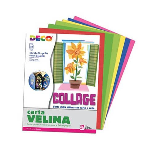 Carta velina 50×76 cm – busta 25 fogli – 20 g/m² Deco assortiti caldi 10732