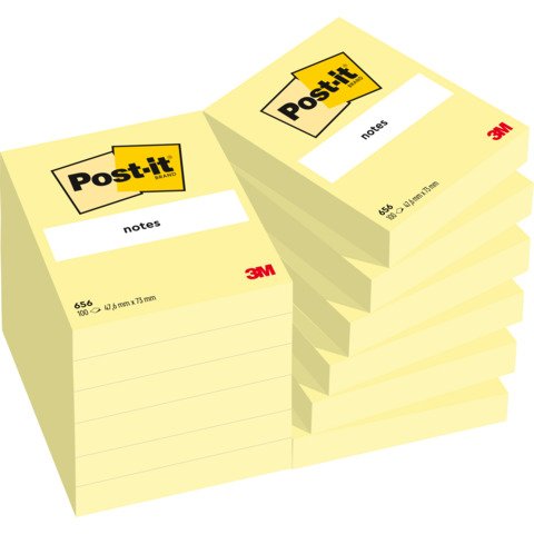Foglietti riposizionabili classici Post-it® Notes 51×76 mm 100 ff Giallo Canary™  conf. da 12 – 656