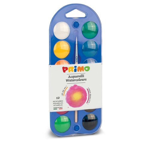 Tavolozza Primo – 12 pastiglie acquerello Ø 25 mm – colori assortiti – 110A12B