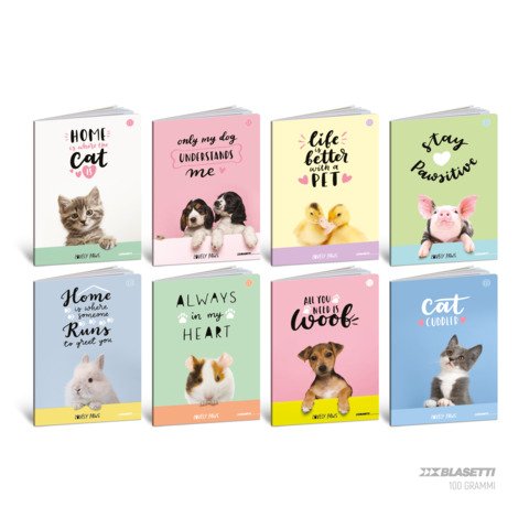 Maxi quaderni Blasetti Lovely Paws A4 18+1 ff carta 100 g/m² – conf. 10 pezzi – rigatura Q – 9285