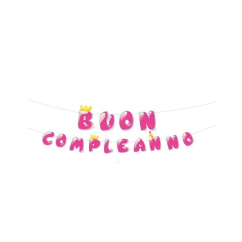 Festone Buon Compleanno Party Go H.23×300 cm rosa AA0080-T