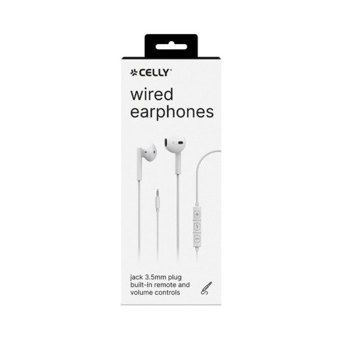 Auricolari a filo Celly UP1200 con microfono incorporato e connettore Jack 3.5 mm bianco – UP300WH