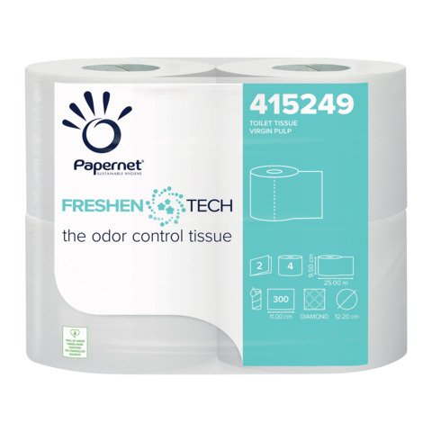 Carta igienica Papernet Freshen Tech a 2 veli in pura cellulosa – bianco – conf. 4 pz – 415249