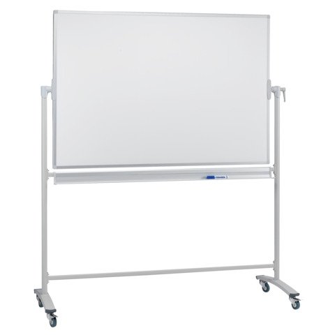 Lavagna bianca magnetica girevole mobile in acciaio Franken 150×100 cm