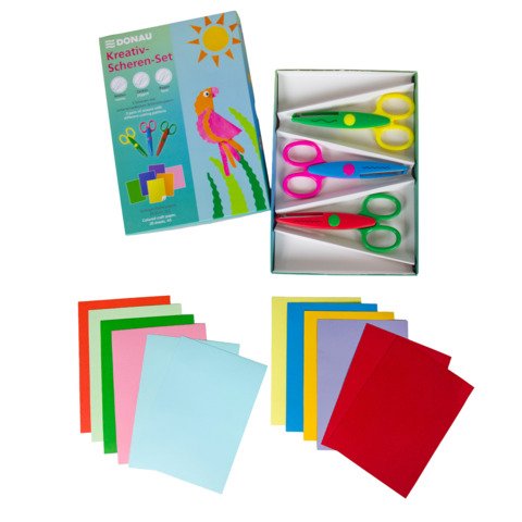 Set creativo per lavoretti Donau 3 forbici e 20 fogli di carta colorata