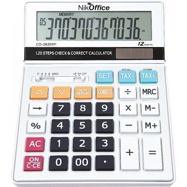 Calcolatrice da tavolo NinkOffice – 14×19.7cm – 12 Cifre – Dual Power – Display Inclinabile – CD-2626RP