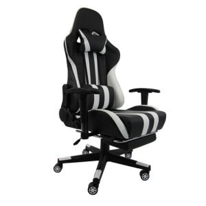 Poltrona gaming Unisit CH braccioli reg. e poggiapiede nero rivestimento in sky nero/bianco – CHJUV